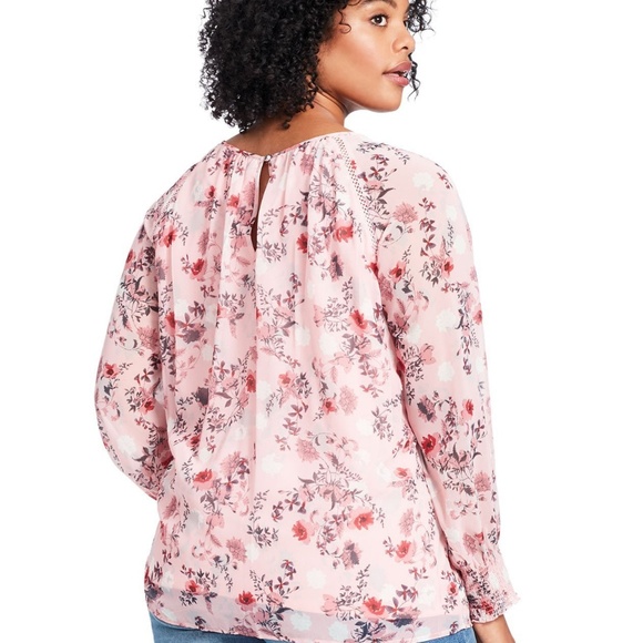 Kensie Plus Size Pink Floral Top Sz 3X - Picture 7 of 8